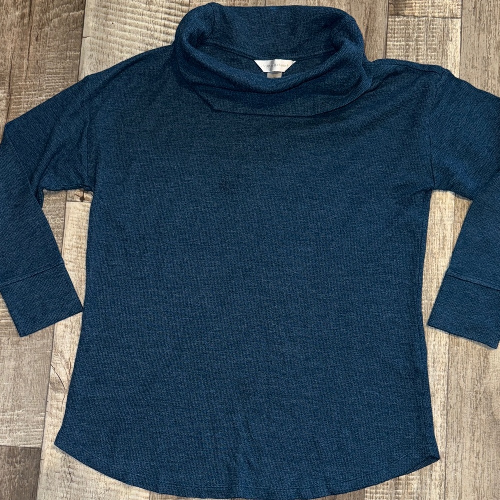 Christopher & Banks Teal Cowl Neck Long Sleeve sweater- size M